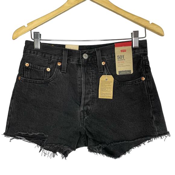 Levi's 501 Original Cutoff Light Wash Premium Denim Shorts Distressed Sz 27 - Picture 2 of 10